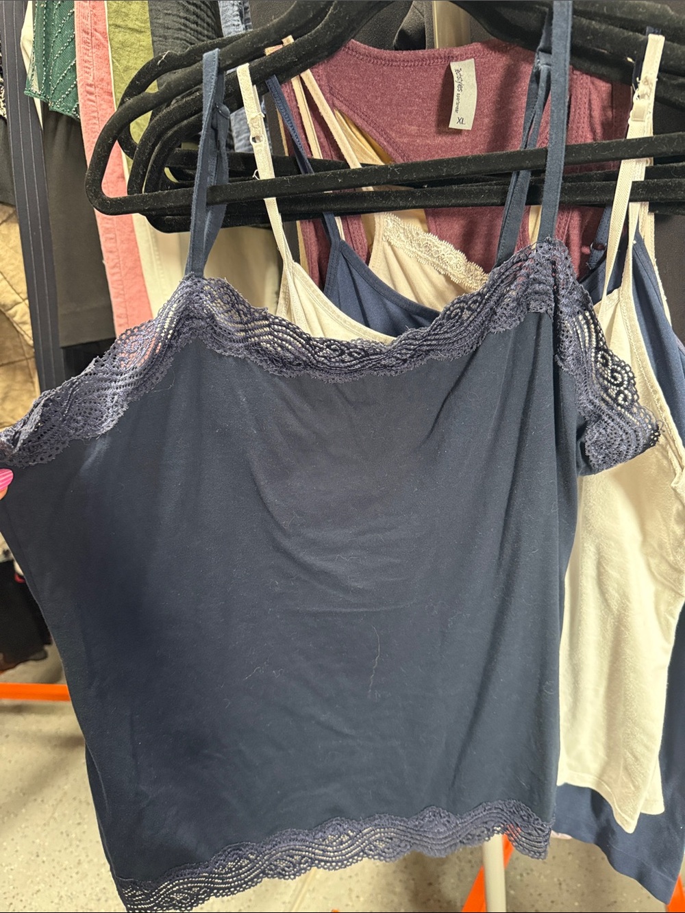 Ann Taylor Navy Lace-Trim Camisole